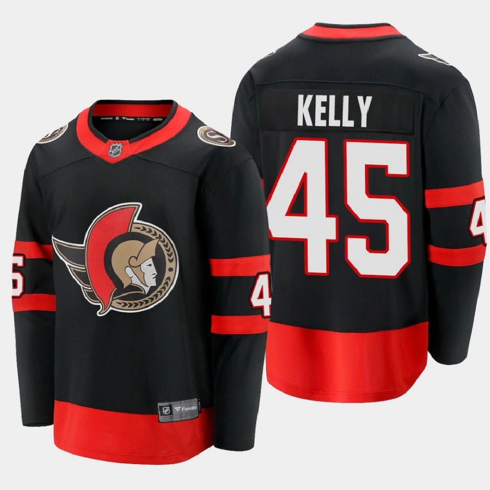 Youth Ottawa Senators Parker Kelly #45 Home 2021 Black Jersey