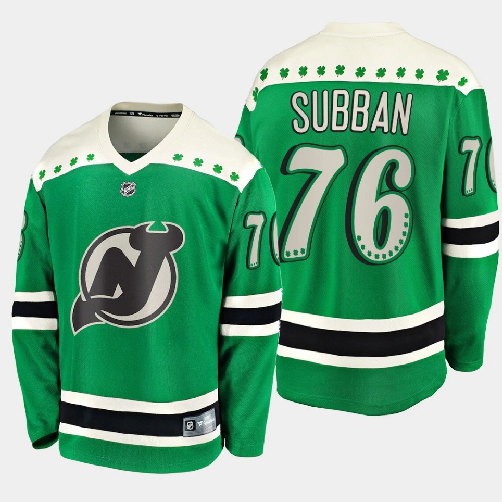 Youth New Jersey Devils P.K. Subban #76 2021 St. Patrick's Day Green Jersey Youth New Jersey Devils P.K. Subban #76 2021 St. Patrick's Day Green Jersey