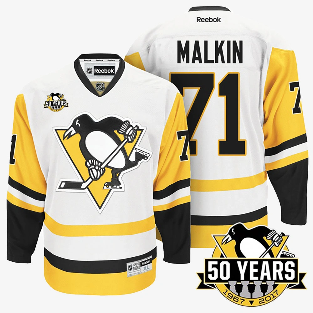 Women's Evgeni Malkin Pittsburgh Penguins White 2016-17 New Season 50th Anniversary Gold Away Jersey