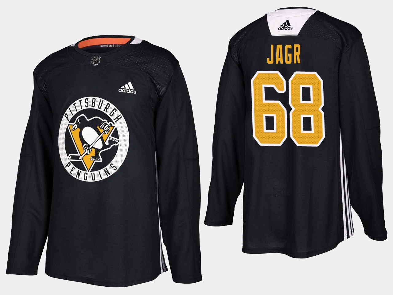 Women's Pittsburgh Penguins #68 Retired Jaromir Jagr Home Adidas Practice Player Black Jersey