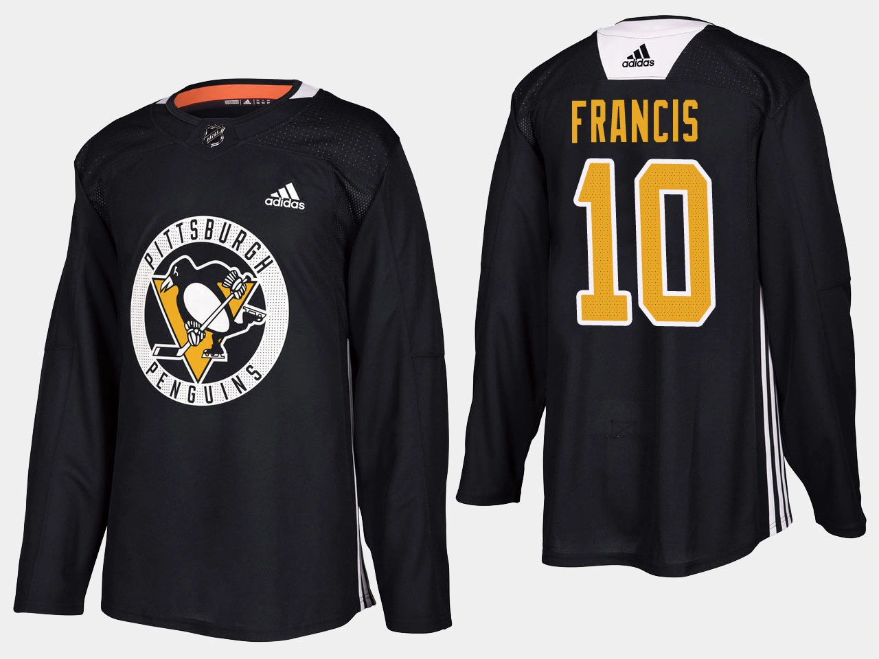 Pittsburgh Penguins #10 Retired Ron Francis Home Adidas Practice Player Black Jersey