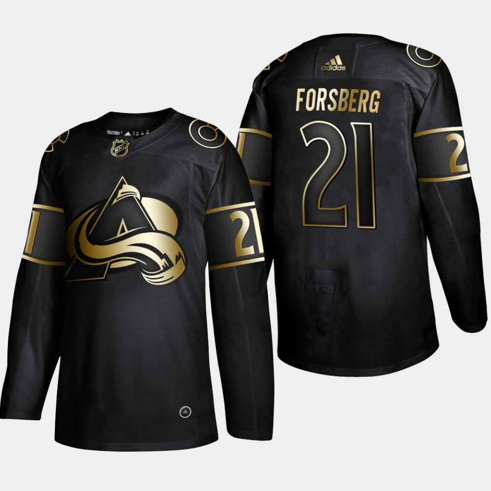 Colorado Avalanche Peter Forsberg #21 Retired Player 2019 NHL Golden Edition Black Jersey - Men's Colorado Avalanche Peter Forsberg #21 Retired Player 2019 NHL Golden Edition Black Jersey - Men's