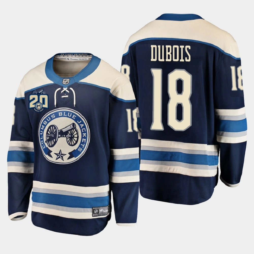 Men's Columbus Blue Jackets Pierre-Luc Dubois #18 20th Anniversary Alternate Navy Jersey Men's Columbus Blue Jackets Pierre-Luc Dubois #18 20th Anniversary Alternate Navy Jersey