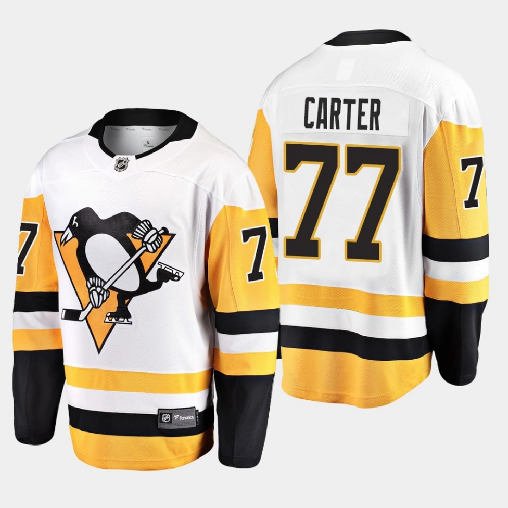 Men's Pittsburgh Penguins Jeff Carter #77 Away 2021 White Jersey Men's Pittsburgh Penguins Jeff Carter #77 Away 2021 White Jersey