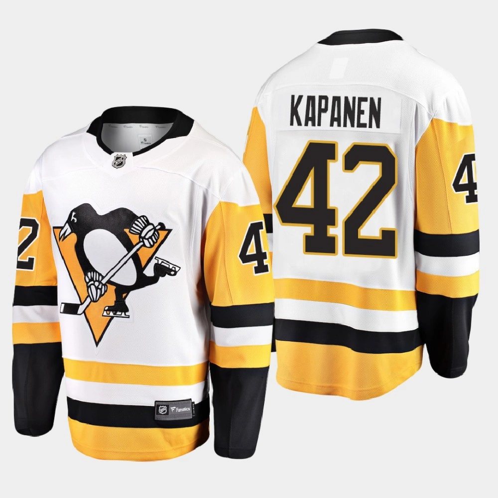 Women's Pittsburgh Penguins Kasperi Kapanen #42 Away Breakaway Player White Jersey