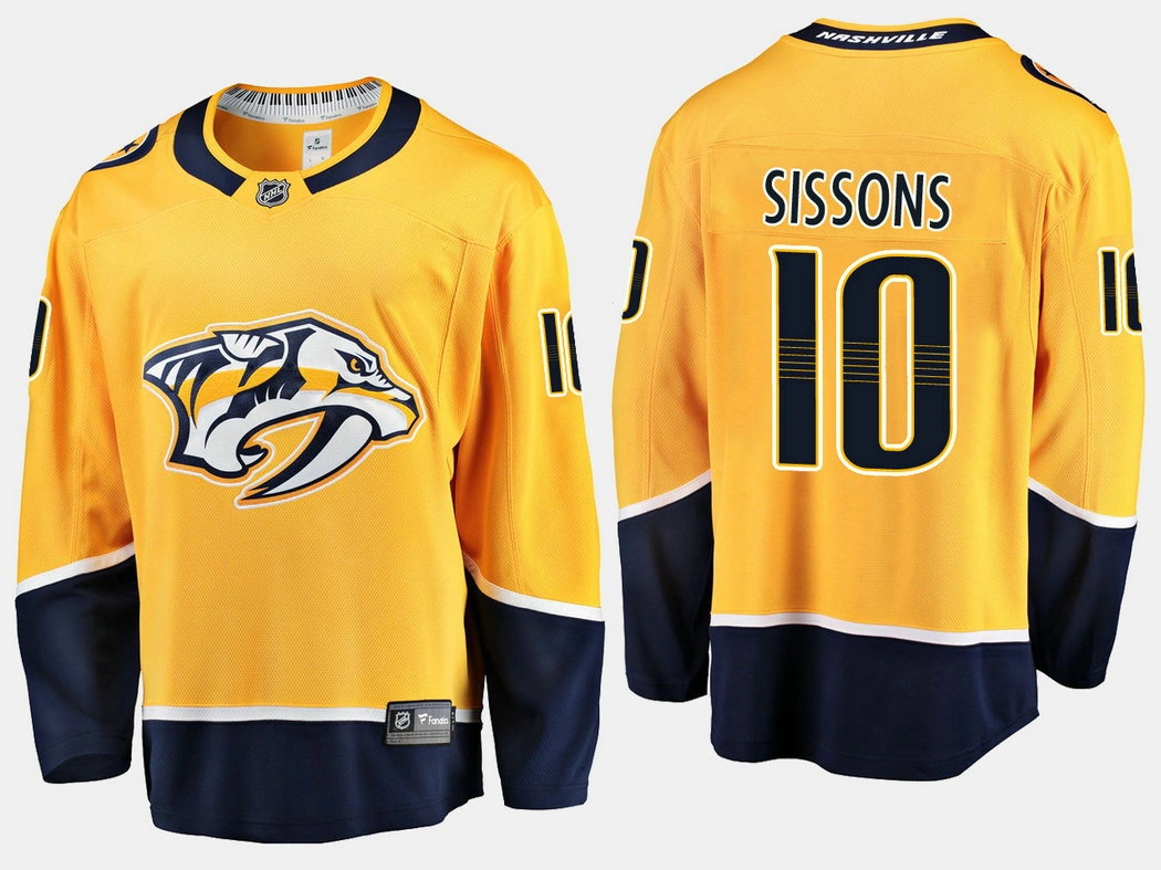 Nashville Predators #10 Colton Sissons Home Breakaway Player Gold Branded Jersey