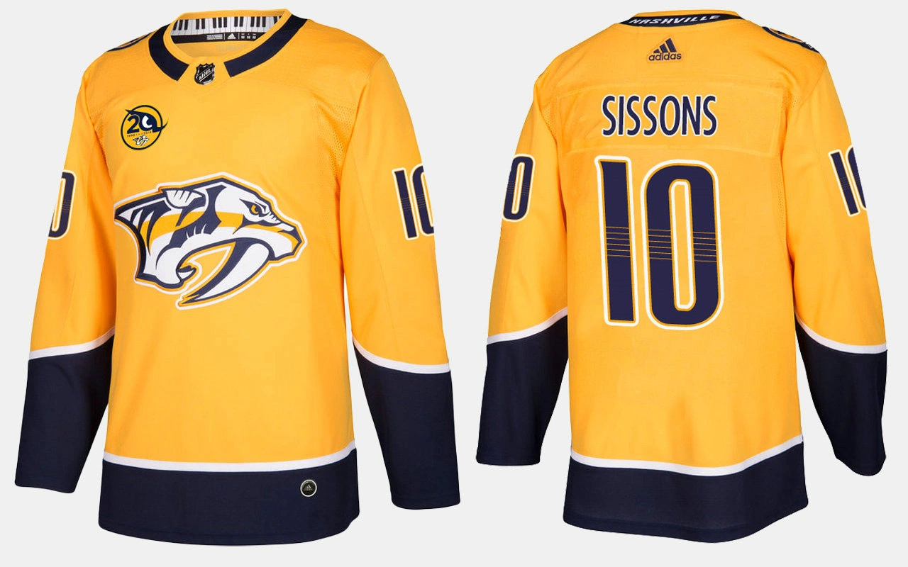 Nashville Predators #10 Colton Sissons Home Yellow Jersey