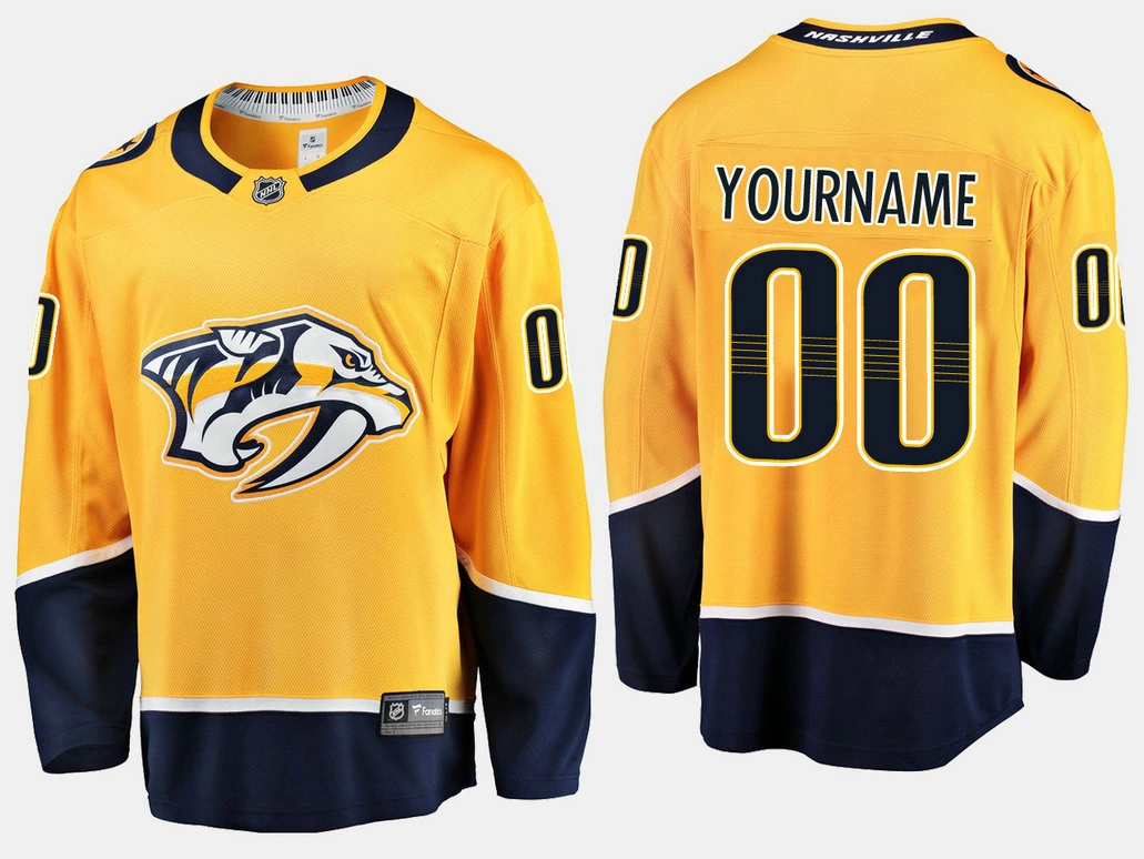 Nashville Predators #00 Custom Home Breakaway Player Gold Branded Jersey Nashville Predators #00 Custom Home Breakaway Player Gold Branded Jersey