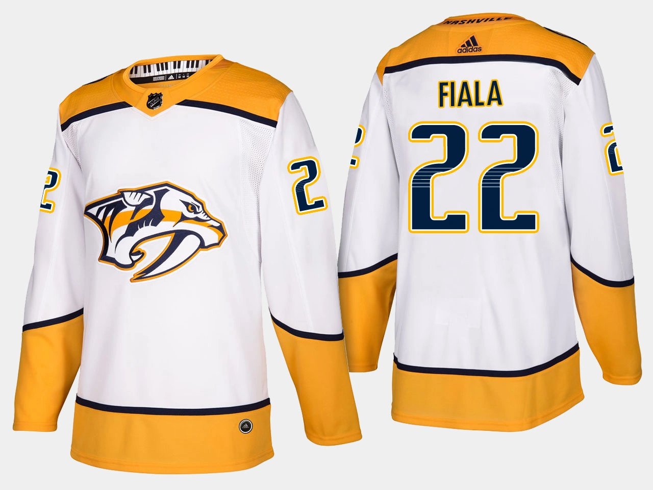 Nashville Predators #22 Kevin Fiala Road Adidas Authentic Player White Jersey
