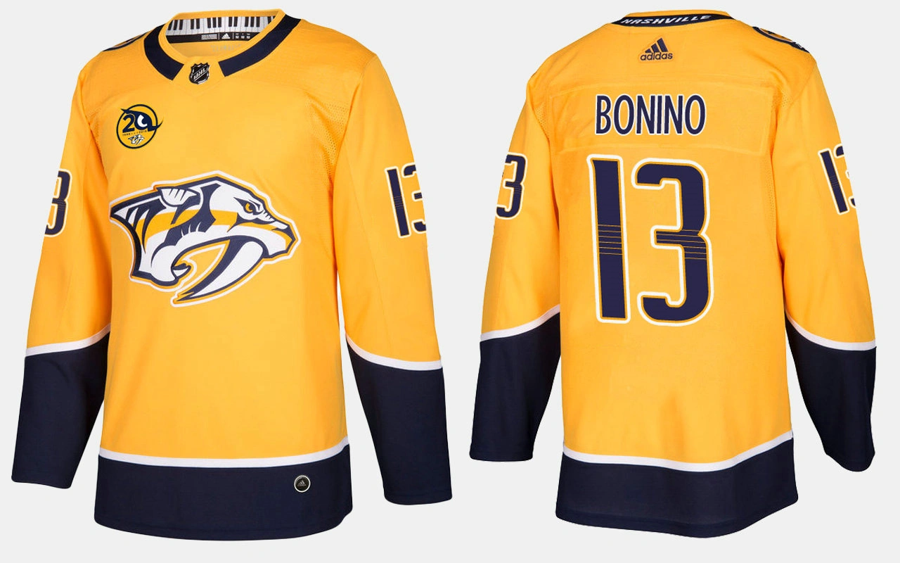 Women's Nashville Predators #13 Nick Bonino Home Yellow Jersey Women's Nashville Predators #13 Nick Bonino Home Yellow Jersey
