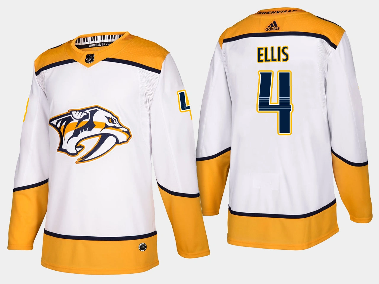 Nashville Predators #4 Ryan Ellis Road Adidas Authentic Player White Jersey