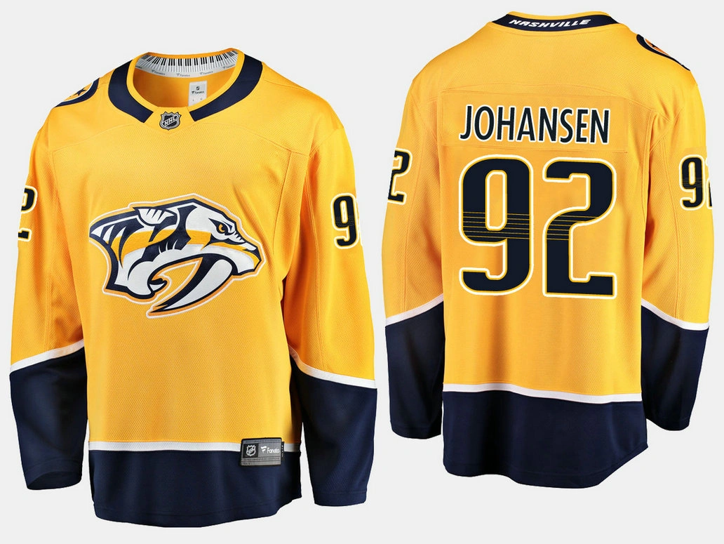 Nashville Predators #92 Ryan Johansen Home Breakaway Player Gold Branded Jersey