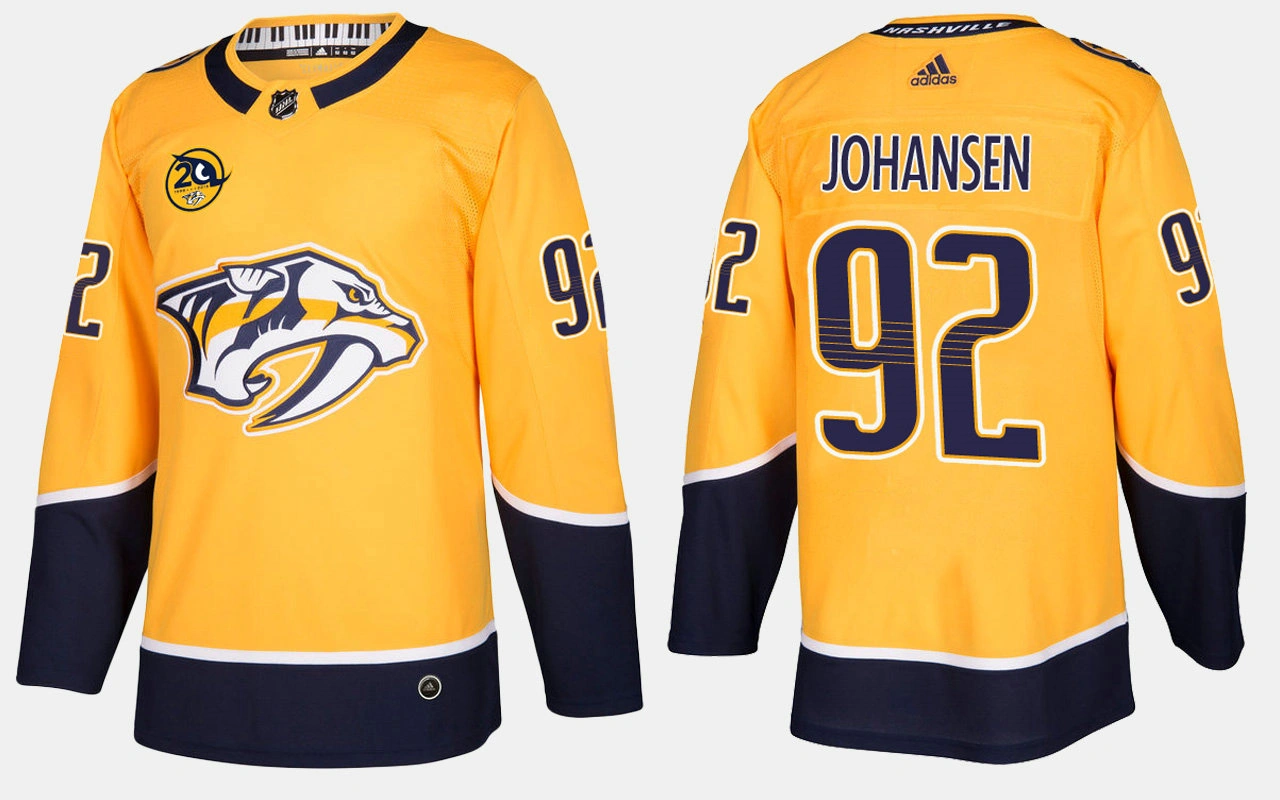 Women's Nashville Predators #92 Ryan Johansen Home Yellow Jersey Women's Nashville Predators #92 Ryan Johansen Home Yellow Jersey