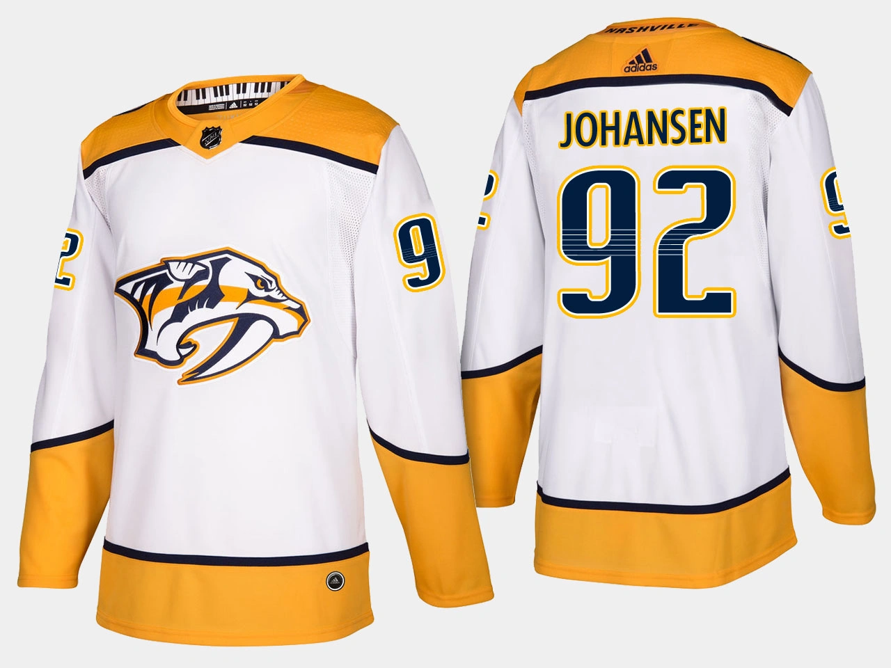 Women's Nashville Predators #92 Ryan Johansen Road Adidas Authentic Player White Jersey