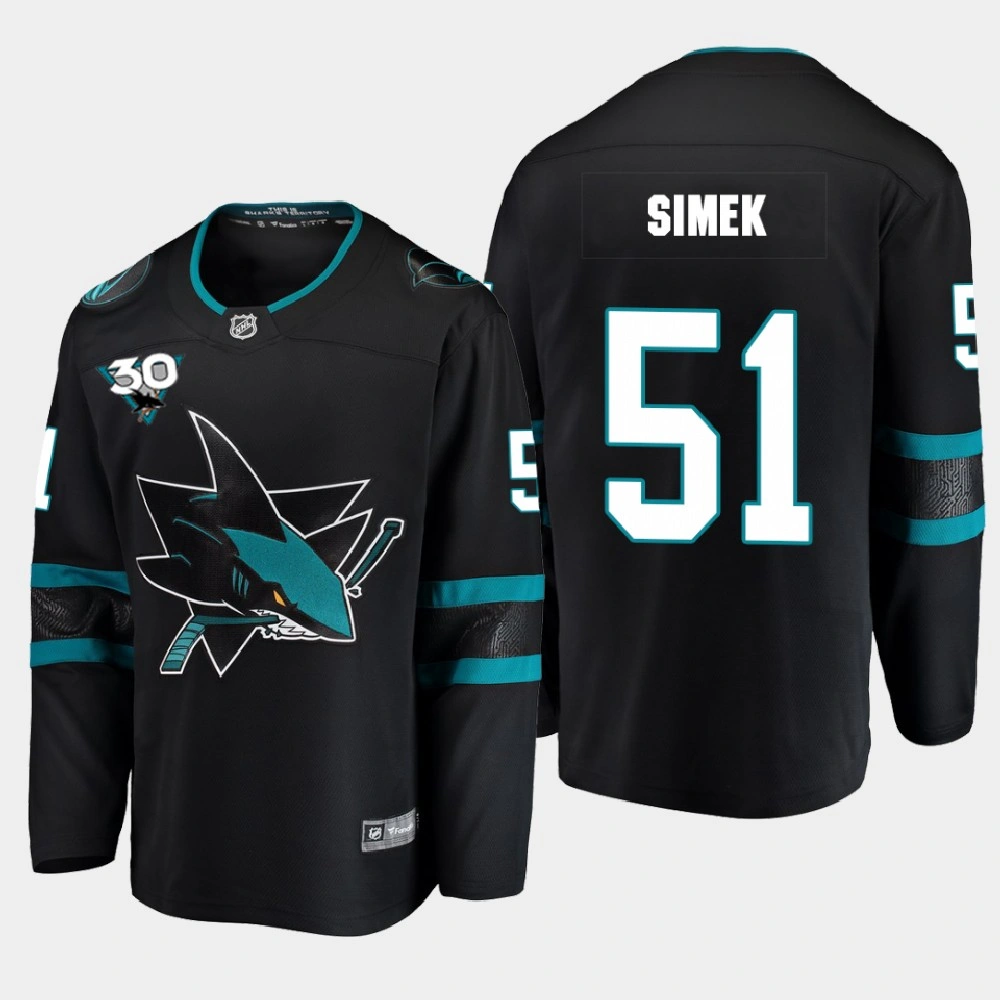 Youth San Jose Sharks #51 Radim Simek 2020-21 Alternate Commemorate 30th Anniversary Black Jersey