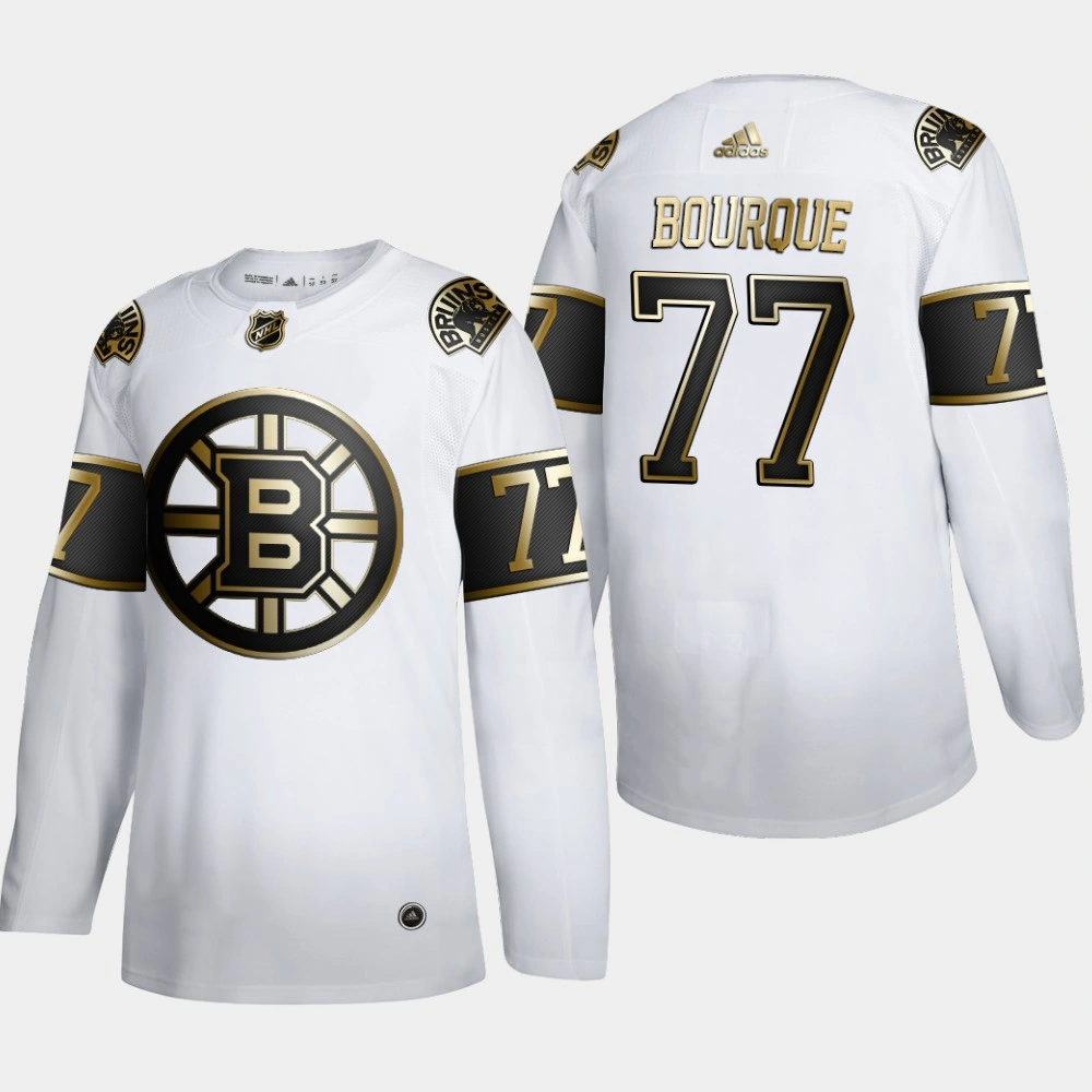 Men's Boston Bruins Ray Bourque #77 NHL Golden Edition White Retired Authentic Jersey