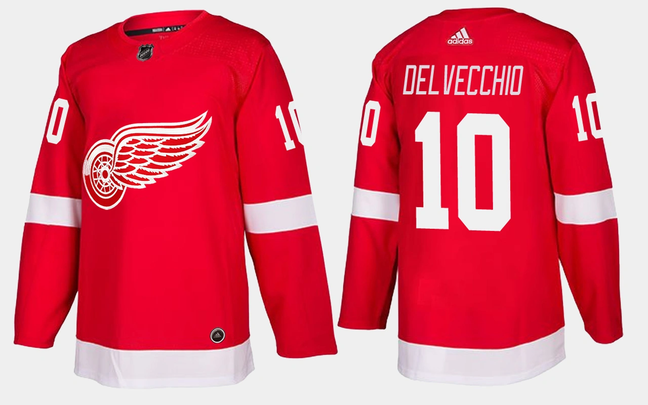 Detroit Red Wings #10 Retired Alex Delvecchio Home Red Jersey