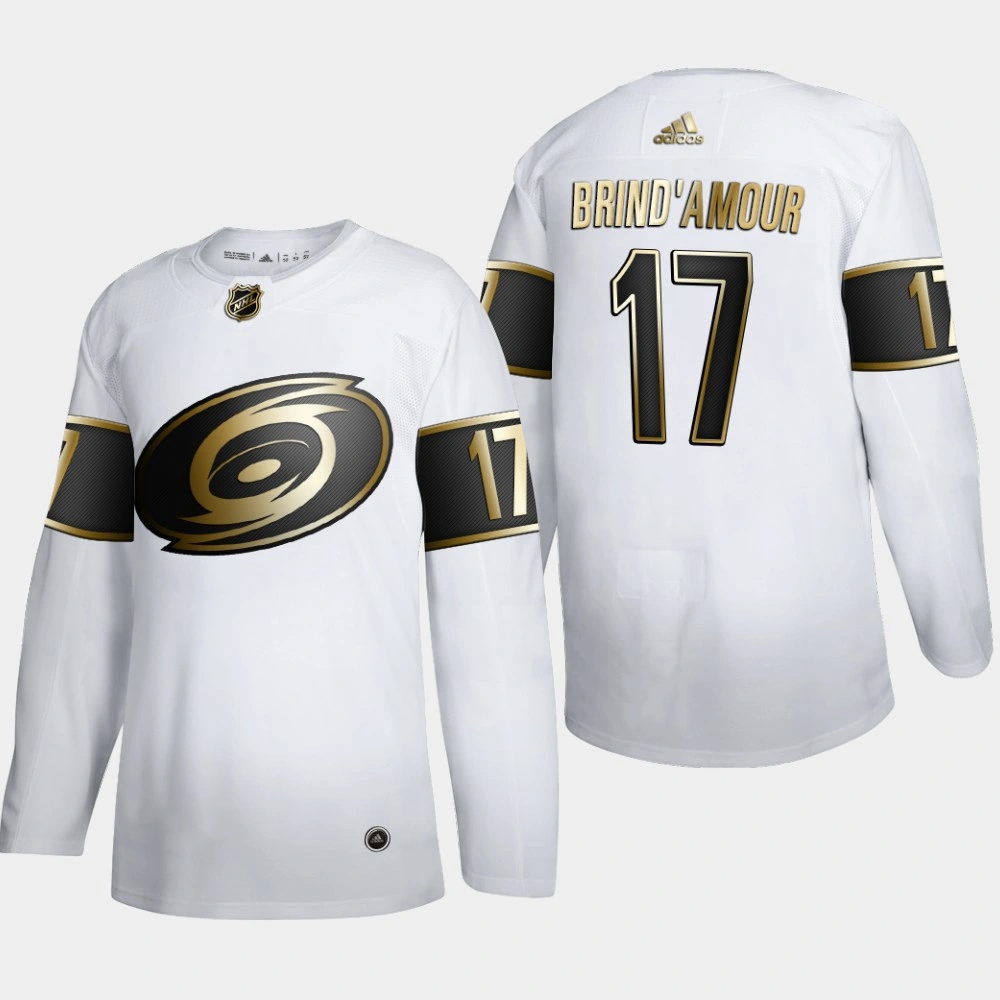 Men's Carolina Hurricanes Rod Brind'Amour #17 NHL Golden Edition White Retired Authentic Jersey Men's Carolina Hurricanes Rod Brind'Amour #17 NHL Golden Edition White Retired Authentic Jersey