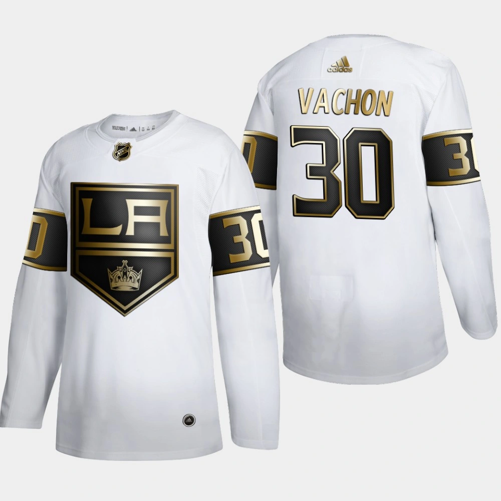 Men's Los Angeles Kings Rogatien Vachon #30 NHL Golden Edition White Retired Authentic Jersey Men's Los Angeles Kings Rogatien Vachon #30 NHL Golden Edition White Retired Authentic Jersey