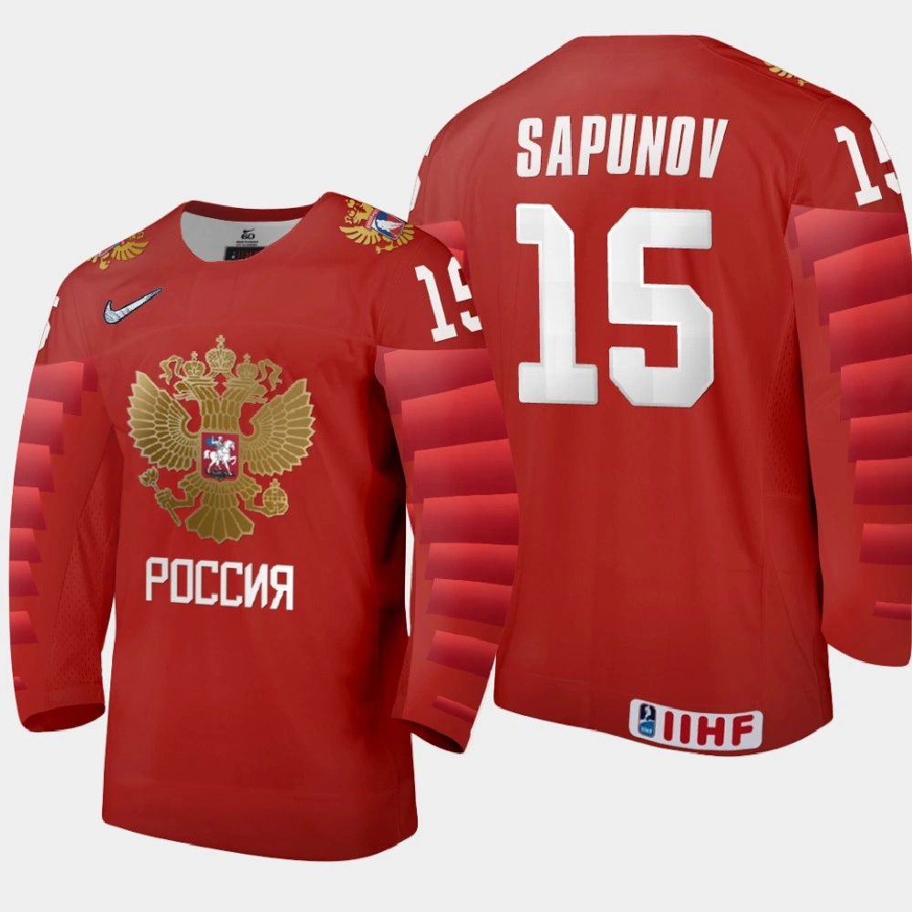 Youth Russia Vladislav Sapunov #15 2021 IIHF U18 World Championship Away Red Jersey Youth Russia Vladislav Sapunov #15 2021 IIHF U18 World Championship Away Red Jersey