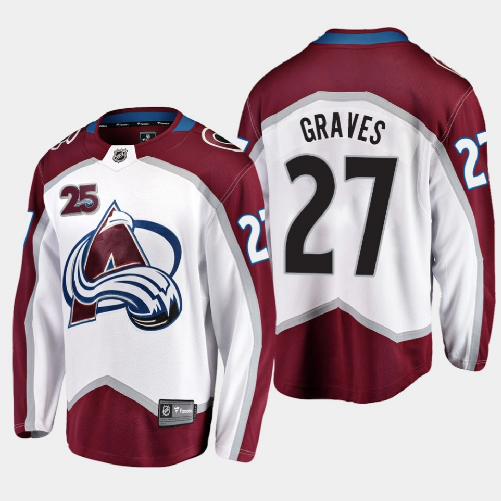Colorado Avalanche Ryan Graves #27 2020-21 25th Anniversary Away White Jersey - Men