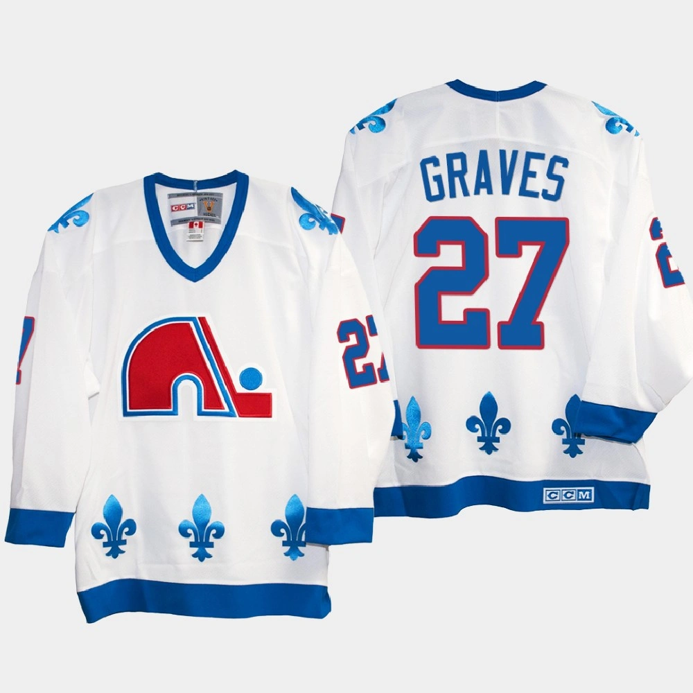 Women's Quebec Nordiques Ryan Graves #27 Vintage White Replica 25th Throwback Jersey
