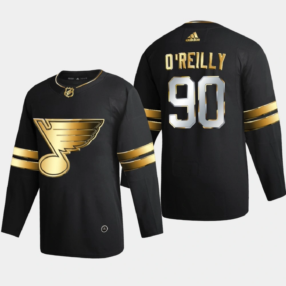 Men St. Louis Blues Ryan O'reilly #90 2020-21 Golden Edition Limited Authentic Jersey - Black