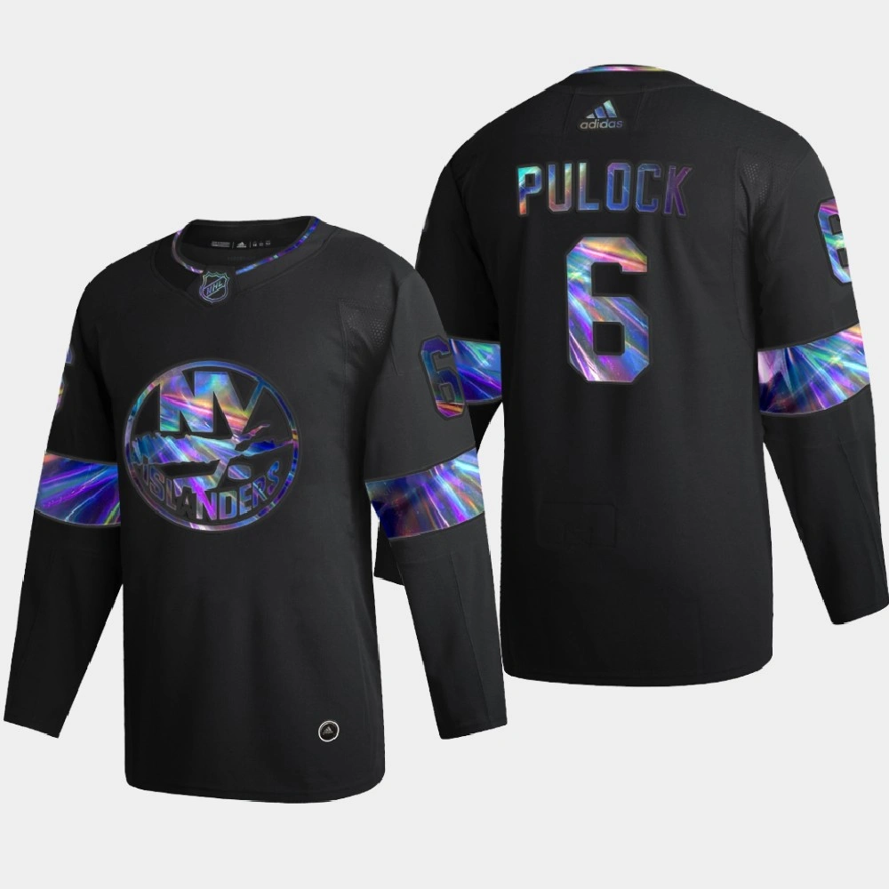 Men's New York Islanders Ryan Pulock #6 Iridescent Holographic Authentic Black Jersey