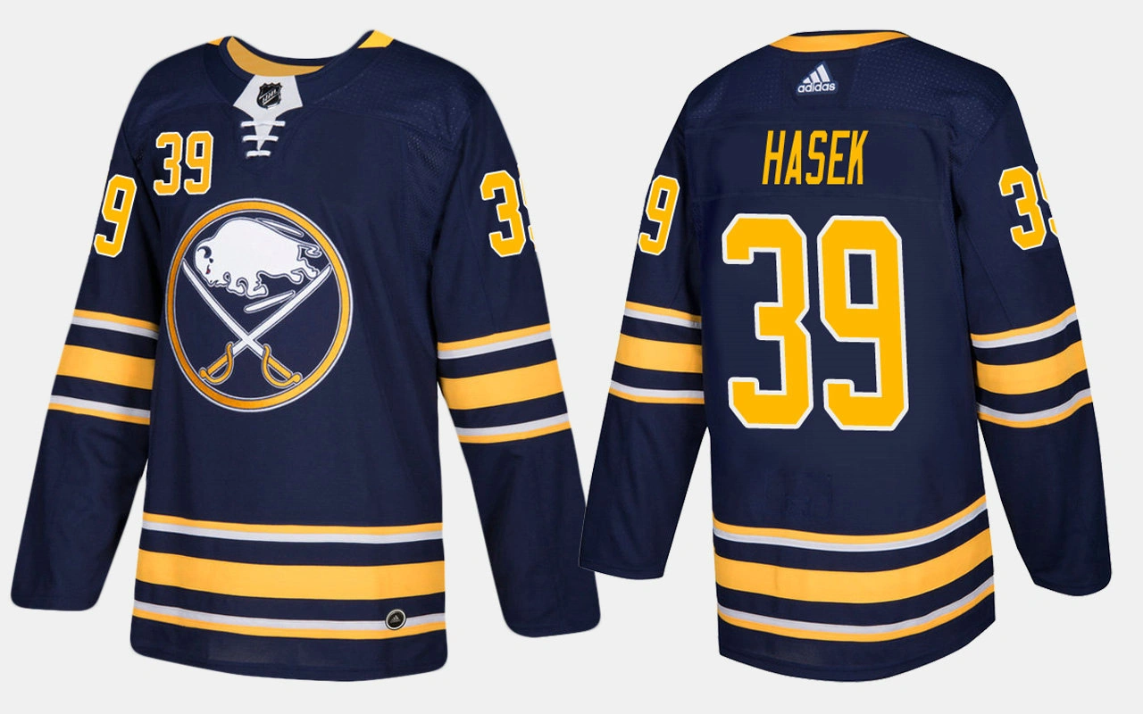 Women's Buffalo Sabres #39 Retired Dominik Hasek Home Navy Jersey