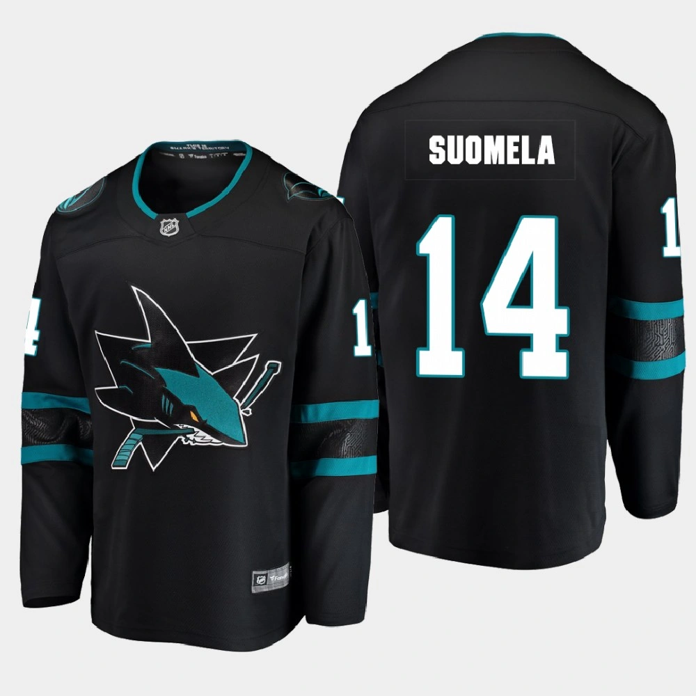 Youth San Jose Sharks Antti Suomela #14 Alternate 2020-21 Breakaway Player Black Jersey