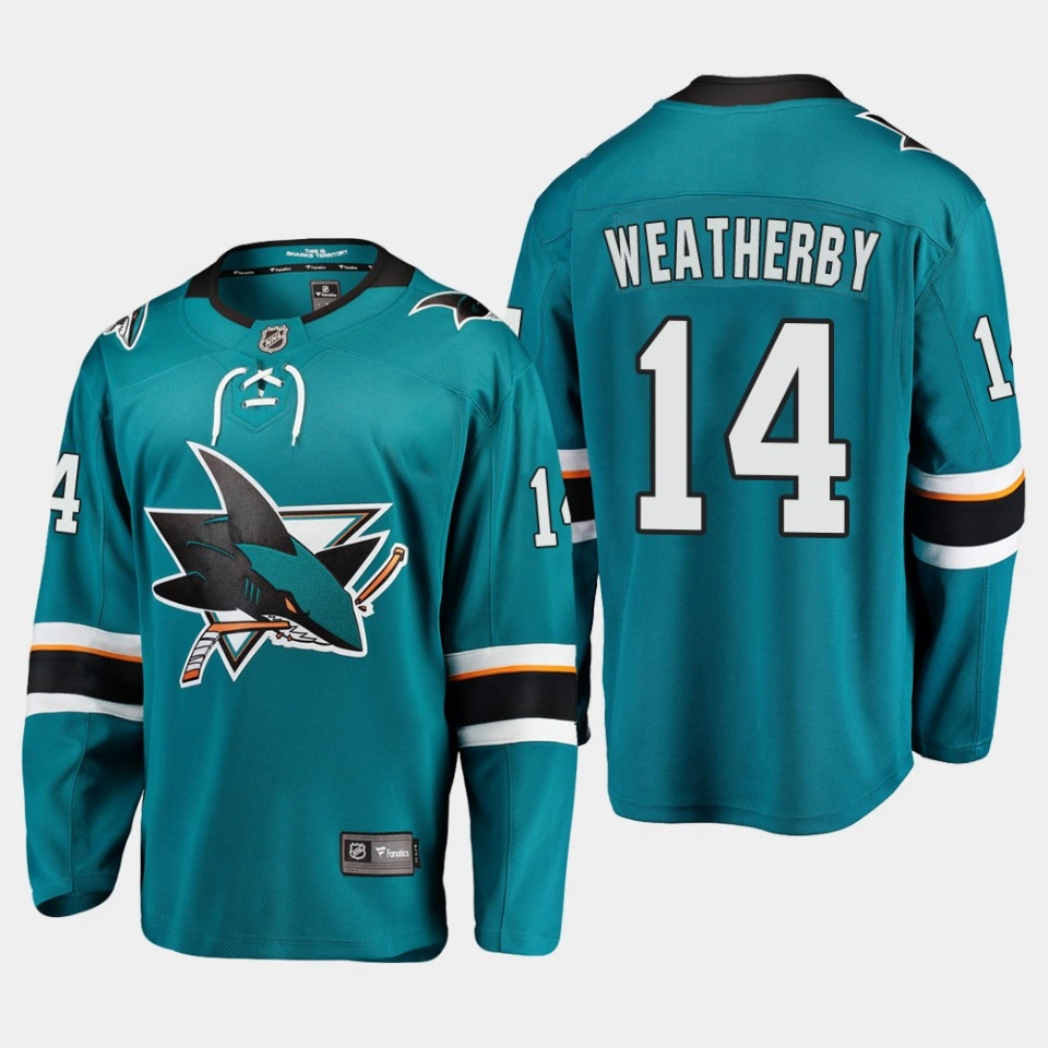 San Jose Sharks Jasper Weatherby Home Teal #14 Jersey Breakaway Player