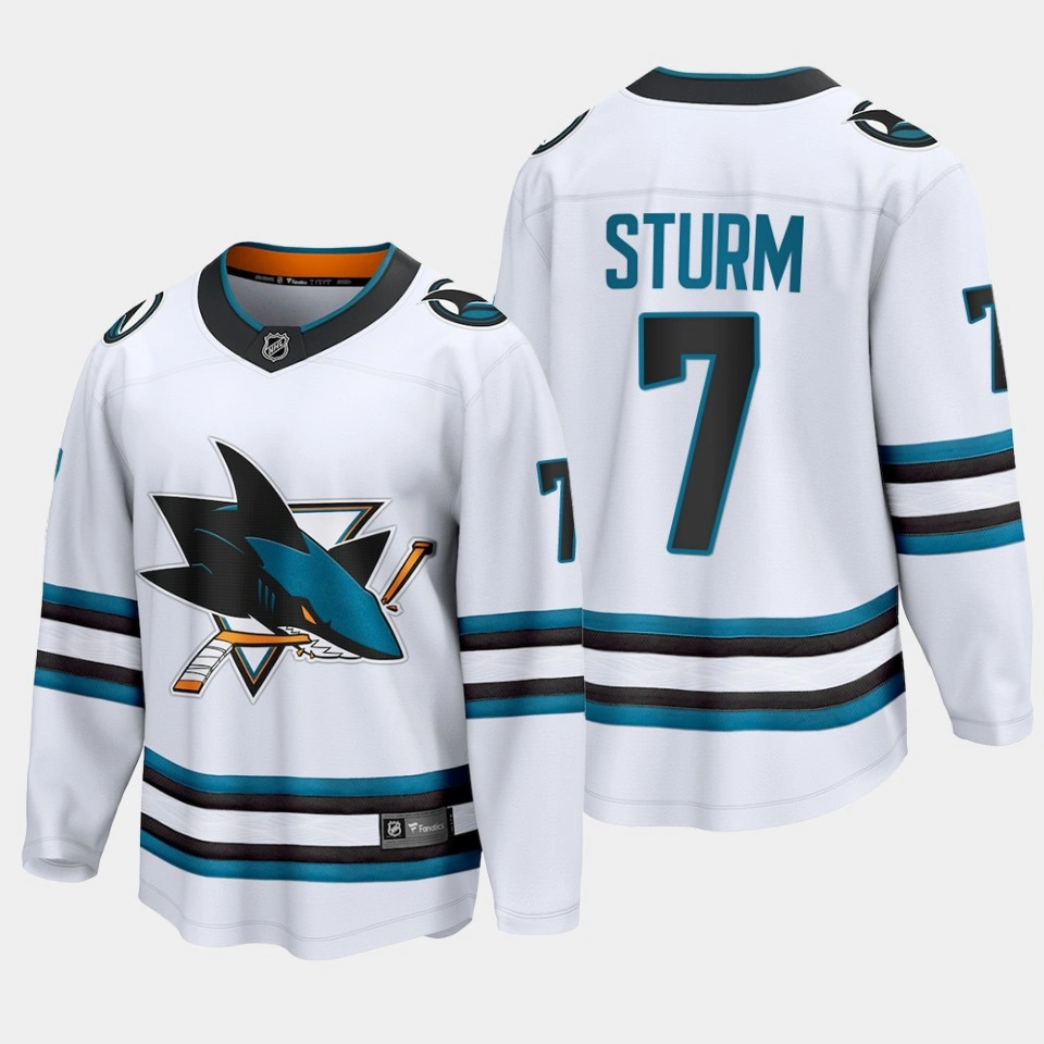 Women's San Jose Sharks Nico Sturm 2022-23 Away White #7 Jersey The Evolve