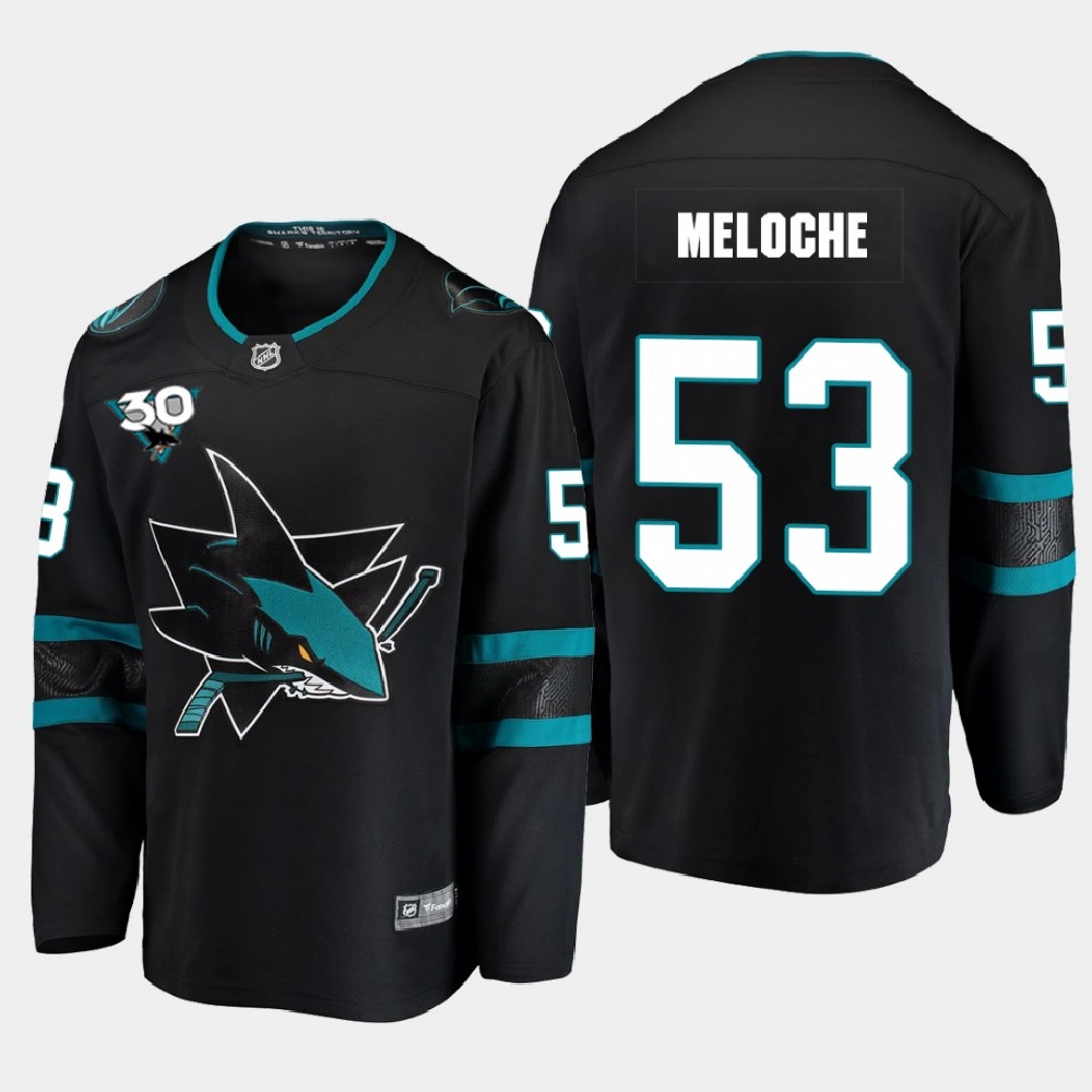 Youth San Jose Sharks Nicolas Meloche #53 Alternate 2020-21 30th Anniversary Black Jersey Youth San Jose Sharks Nicolas Meloche #53 Alternate 2020-21 30th Anniversary Black Jersey