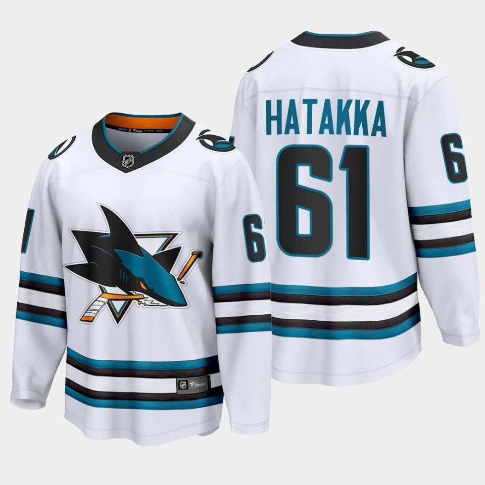 Women's San Jose Sharks Santeri Hatakka 2022-23 Away White #61 Jersey The Evolve