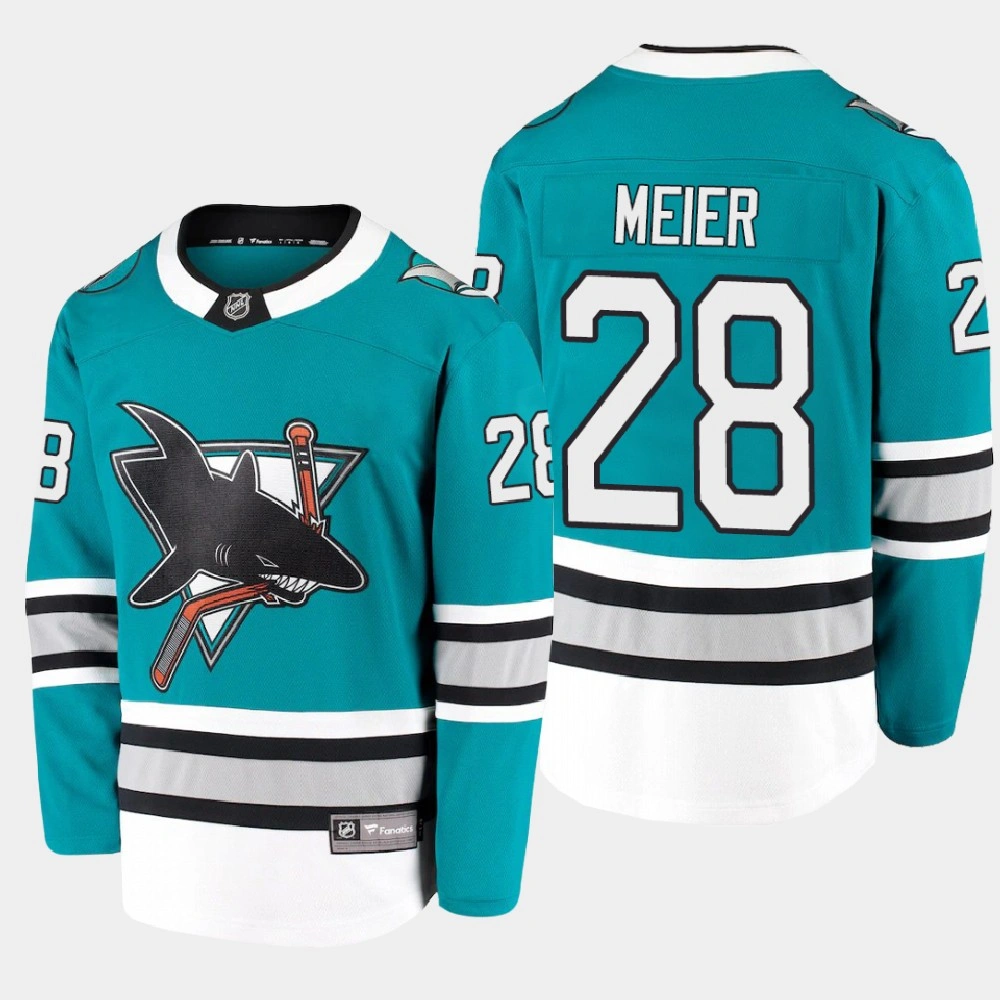 Men's San Jose Sharks Timo Meier #28 Heritage 2020-21 30th Anniversary Premier Teal Jersey