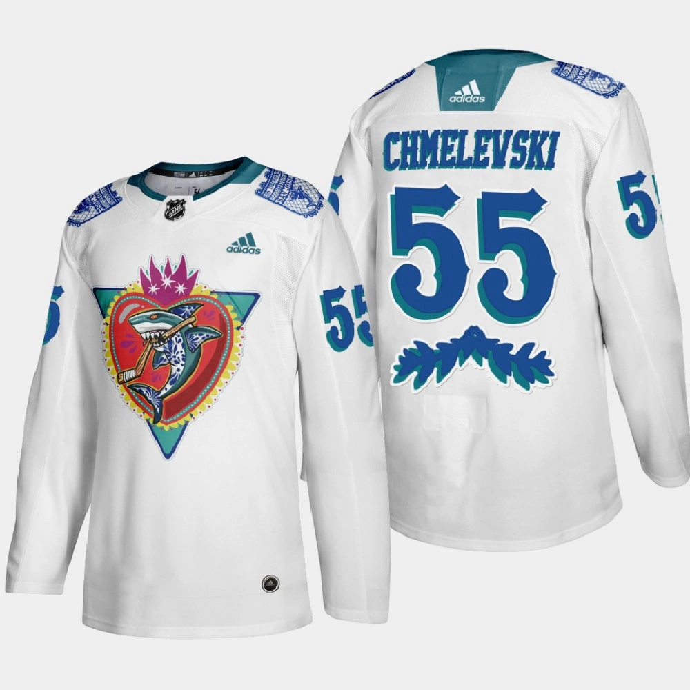 Women's San Jose Sharks Sasha Chmelevski #55 Los Tiburones Night White Jersey Women's San Jose Sharks Sasha Chmelevski #55 Los Tiburones Night White Jersey