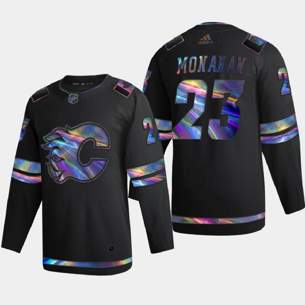 Women's Calgary Flames Sean Monahan #23 Iridescent Holographic Collection Authentic Black Jersey Women's Calgary Flames Sean Monahan #23 Iridescent Holographic Collection Authentic Black Jersey