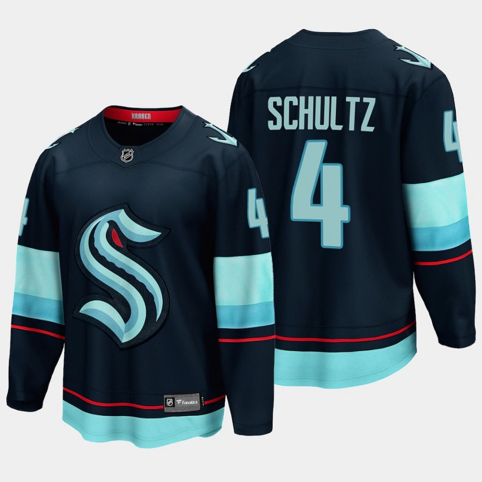 Seattle Kraken Justin Schultz Home Navy #4 Jersey Breakaway Player Seattle Kraken Justin Schultz Home Navy #4 Jersey Breakaway Player