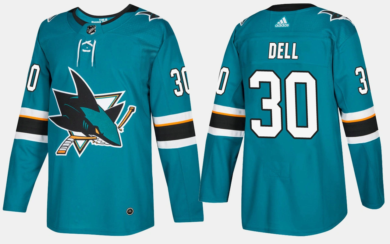 San Jose Sharks #30 Aaron Dell Home Teal Jersey