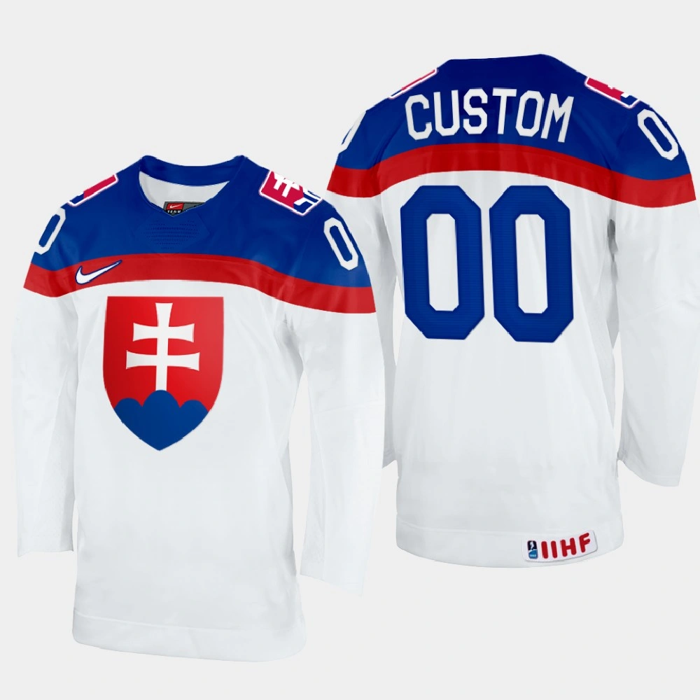 Custom 2022 IIHF World Championship Slovakia Hockey Jersey White #00 Uniform Custom 2022 IIHF World Championship Slovakia Hockey Jersey White #00 Uniform