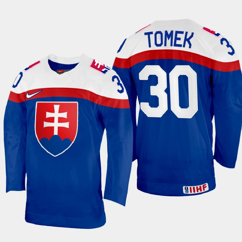 Women's Slovakia #30 Matej Tomek 2022 IIHF World Championship Blue Away Jersey Women's Slovakia #30 Matej Tomek 2022 IIHF World Championship Blue Away Jersey