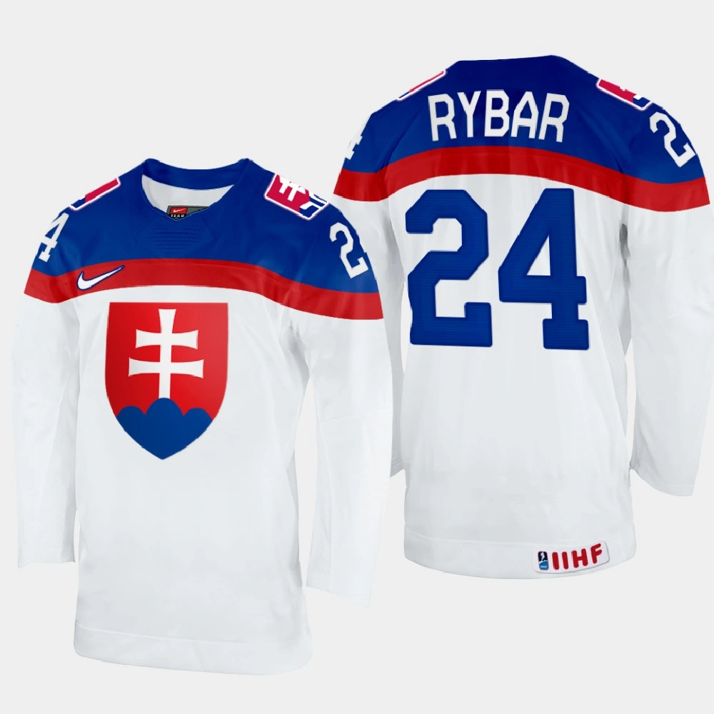Youth Patrik Rybar 2022 IIHF World Championship Slovakia Hockey Jersey White #24 Uniform