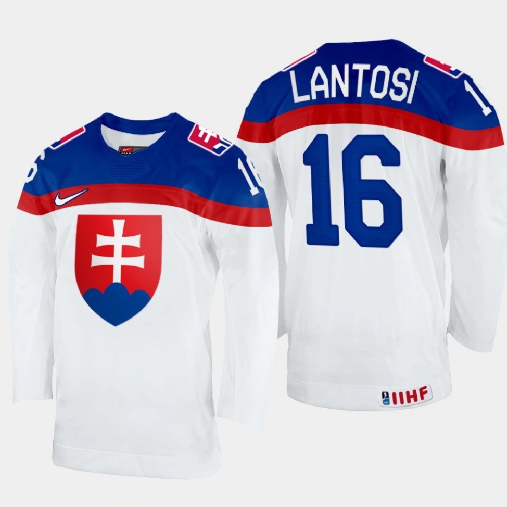 Robert Lantosi 2022 IIHF World Championship Slovakia Hockey Jersey White #16 Uniform Robert Lantosi 2022 IIHF World Championship Slovakia Hockey Jersey White #16 Uniform