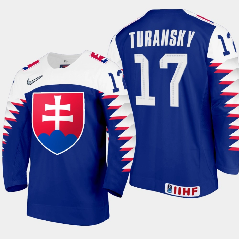 Women's Slovakia Team Artur Turansky #17 2021 IIHF World Junior Championship Away Blue Jersey