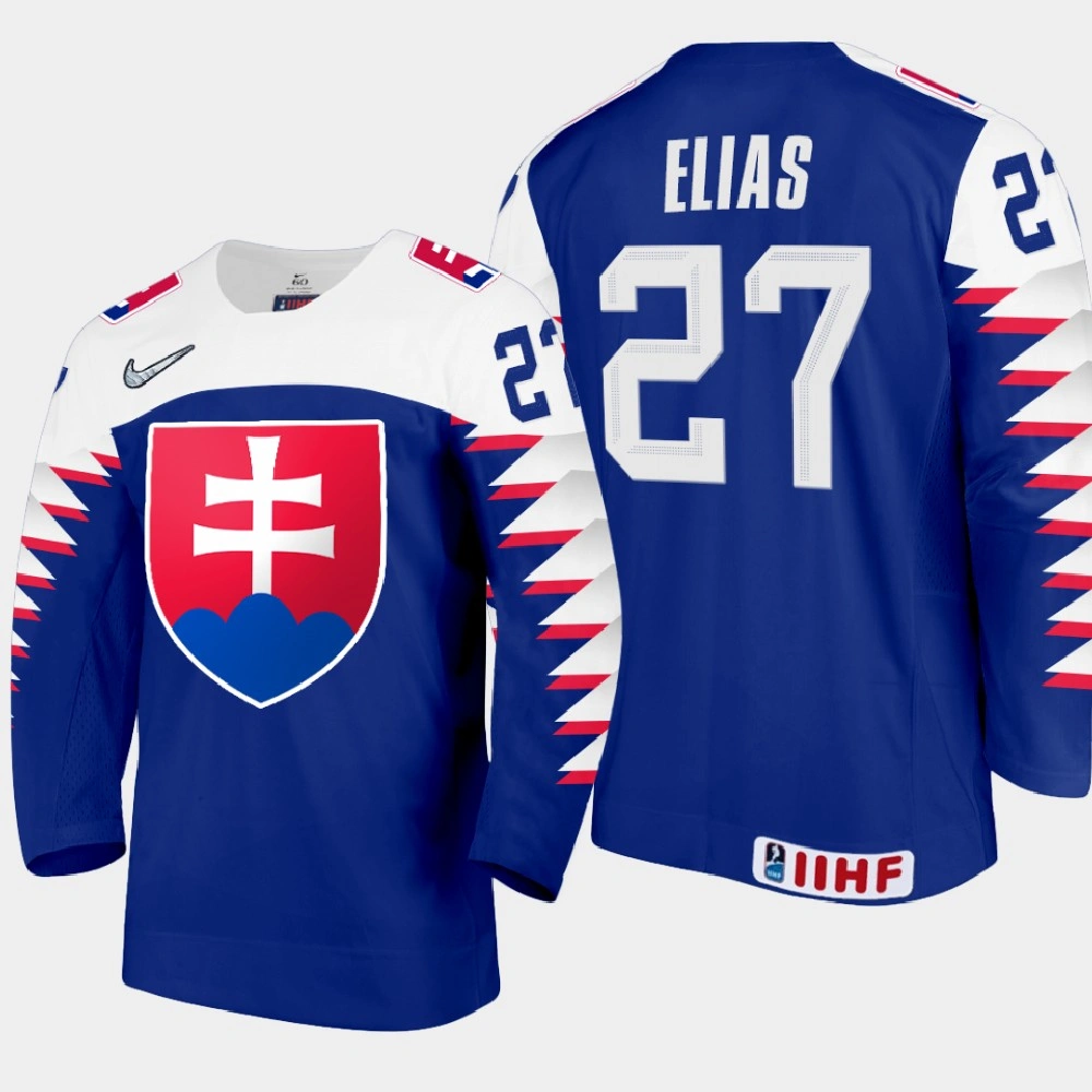 Women's Slovakia Team Juraj Elias #27 2021 IIHF World Junior Championship Away Blue Jersey