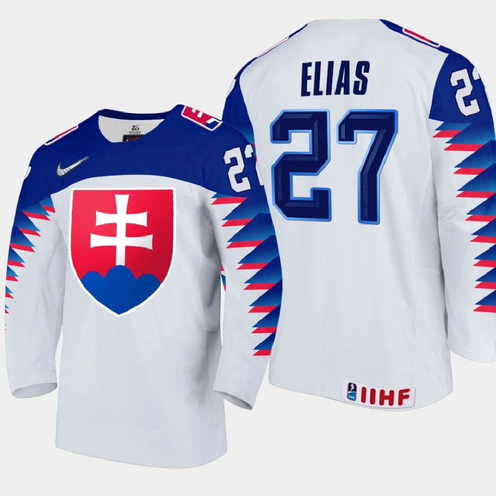 Men Slovakia Team Juraj Elias #27 2021 IIHF World Junior Championship Home White Jersey