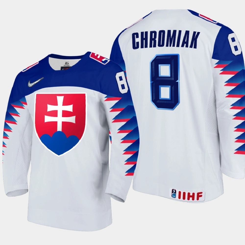 Men Slovakia Team Martin Chromiak #8 2021 IIHF World Junior Championship Home White Jersey Men Slovakia Team Martin Chromiak #8 2021 IIHF World Junior Championship Home White Jersey