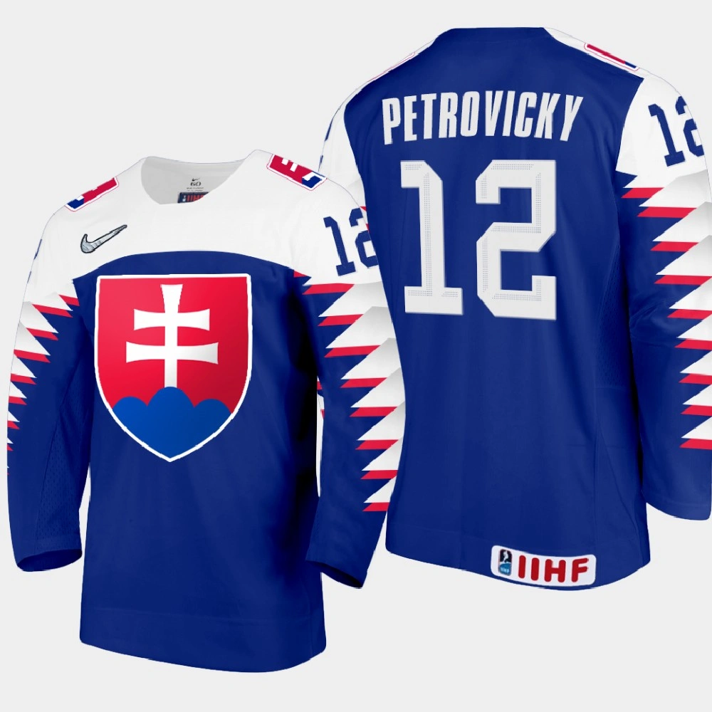Women's Slovakia Team Rayen Petrovicky #12 2021 IIHF World Junior Championship Away Blue Jersey Women's Slovakia Team Rayen Petrovicky #12 2021 IIHF World Junior Championship Away Blue Jersey