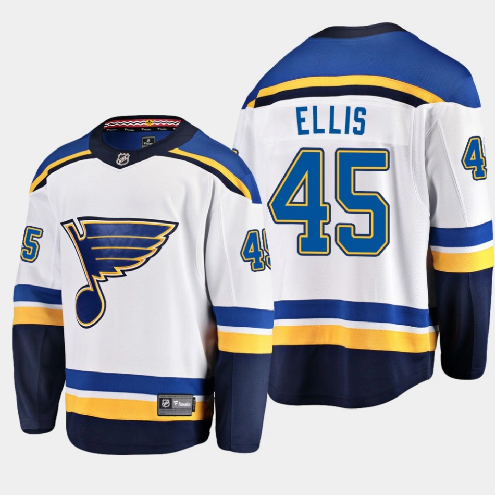 Men St. Louis Blues Colten Ellis #45 Away 2020-21 Breakaway Player White Jersey