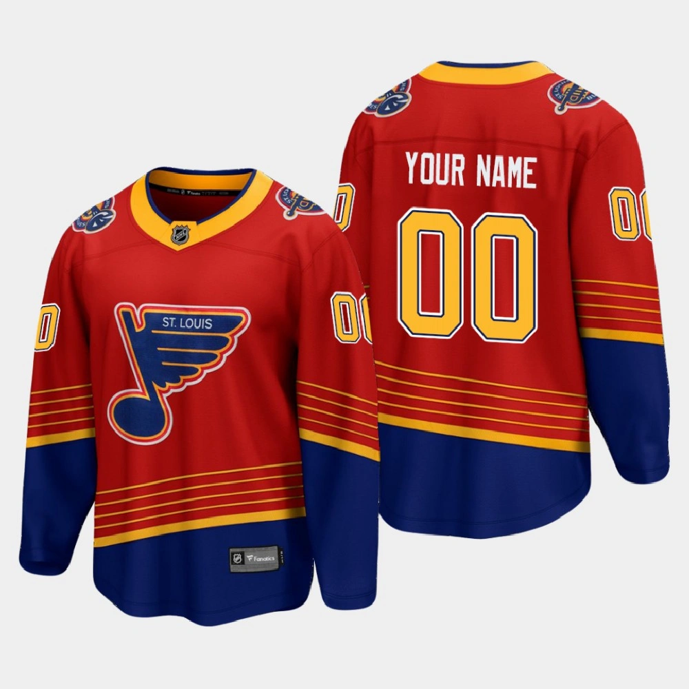 Men's St. Louis Blues Custom #00 Reverse Retro 2020-21 Breakaway Player Red Jersey